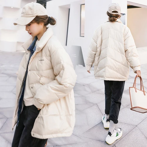 New Down Jacket Women's Stitching Jeans And Cotton Fake Two Fashion Jackets For Breadwear