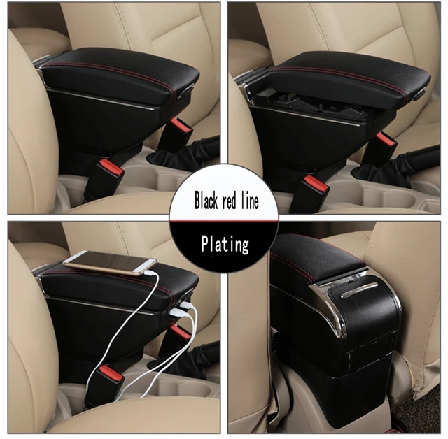 Center Console Armrest For Nissan Kicks (2016-2023) – Double Layer Storage, USB Ports, Sliding Design, Carbon Fiber Style