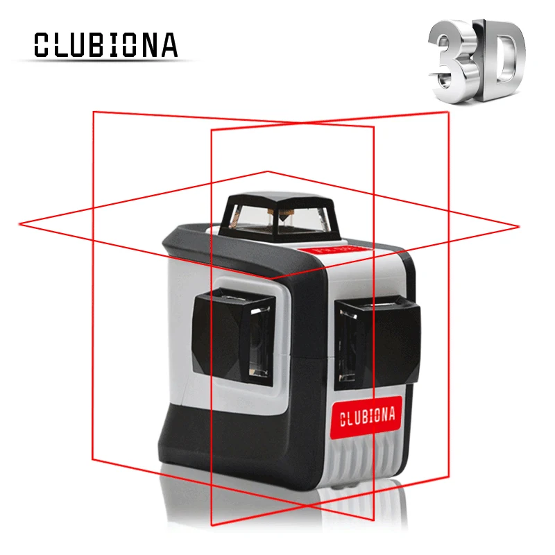 CLUBIONA 3D 360 Вращающийся 12 перекрестных лазерных линий с функцией наклона