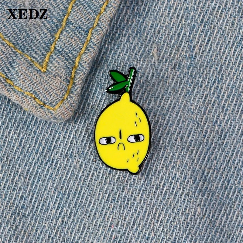 Металлический значок XEDZ с изображением свежего огорченного лимона фруктов