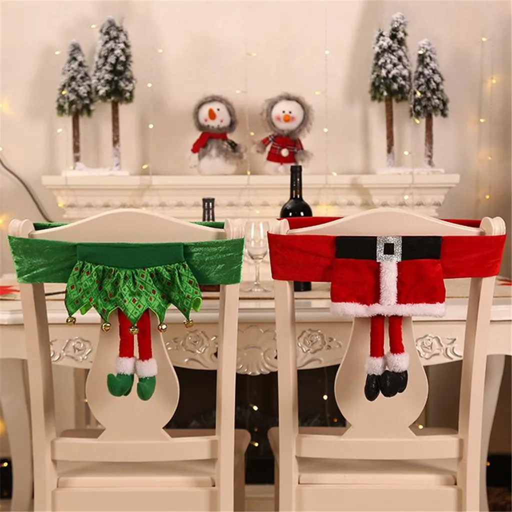 

Chair Cover Christmas Decorations Non-woven Elf Chair Set Stool Set Home Dining banquet housse de chaise armchair Slipcovers