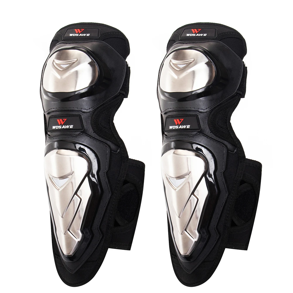 knee pads type2 WOSAWE наколенники из нержавеющей стали для мотокросса, налокотники, набор мотоциклов, велосипедов, MTB, защитное снаряжение, лыжный сноуборд - Цвет: knee pads type2