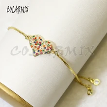 10 шт радужные браслеты в форме сердца, крошечные браслеты с кристаллами, микро проложили циркон, аксессуары соединители, браслеты с драгоценными камнями для женщин 56018