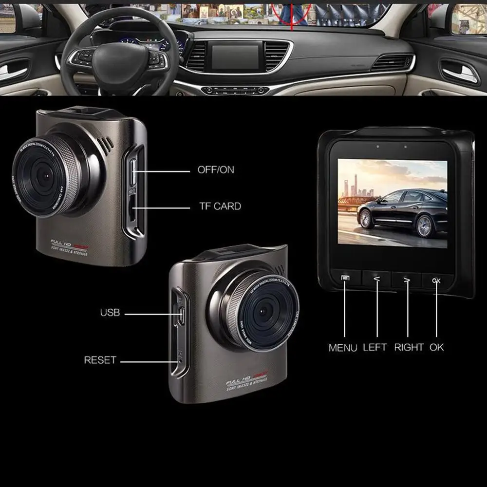  Anytek A3 Auto DVR Novatek 96655 Auto Kamera Mit Sony IMX322 CMOS Super Nachtsicht Dash Cam Auto DV