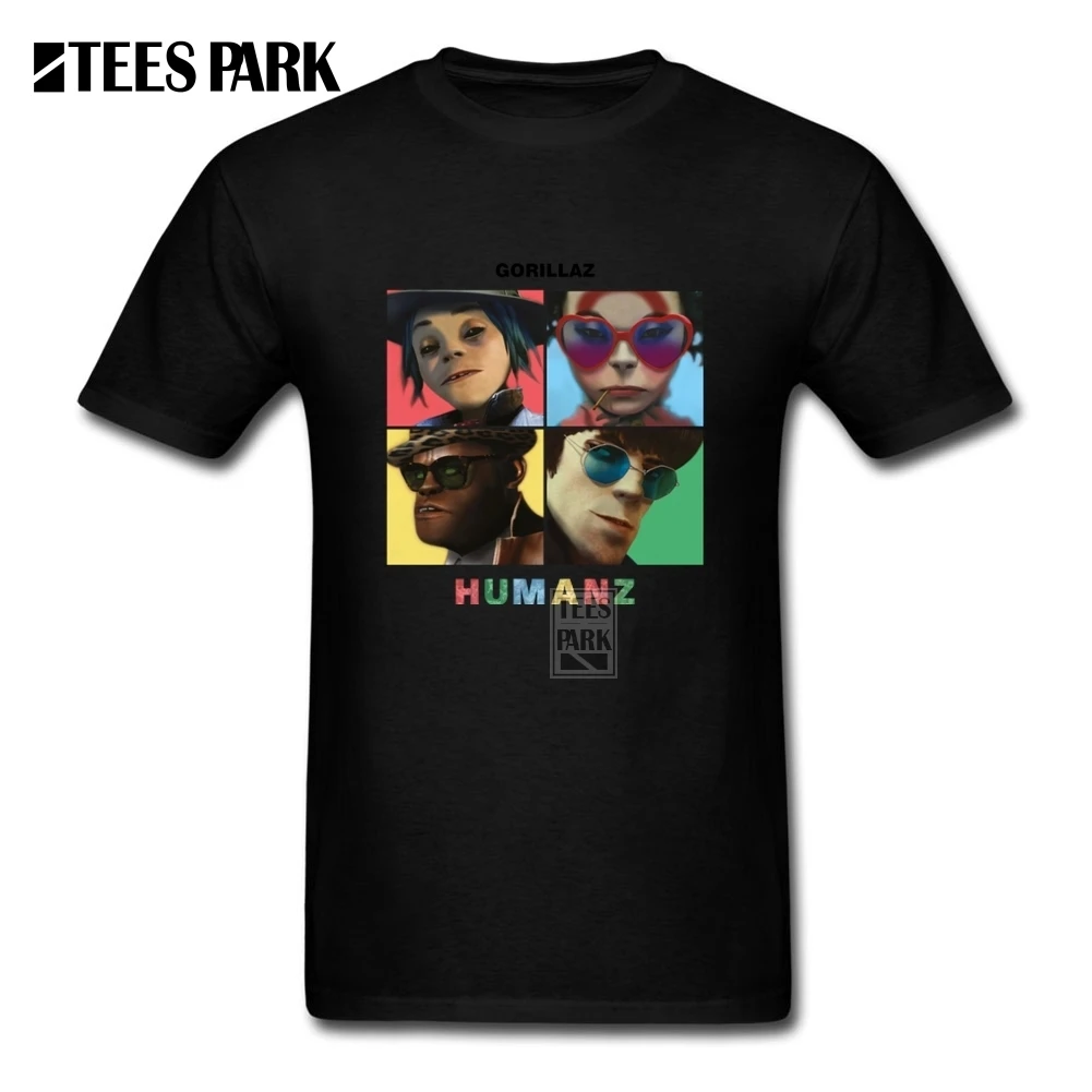 Мужской Топ gorillaz humanz новый стиль футболка с круглым вырезом органический хлопок