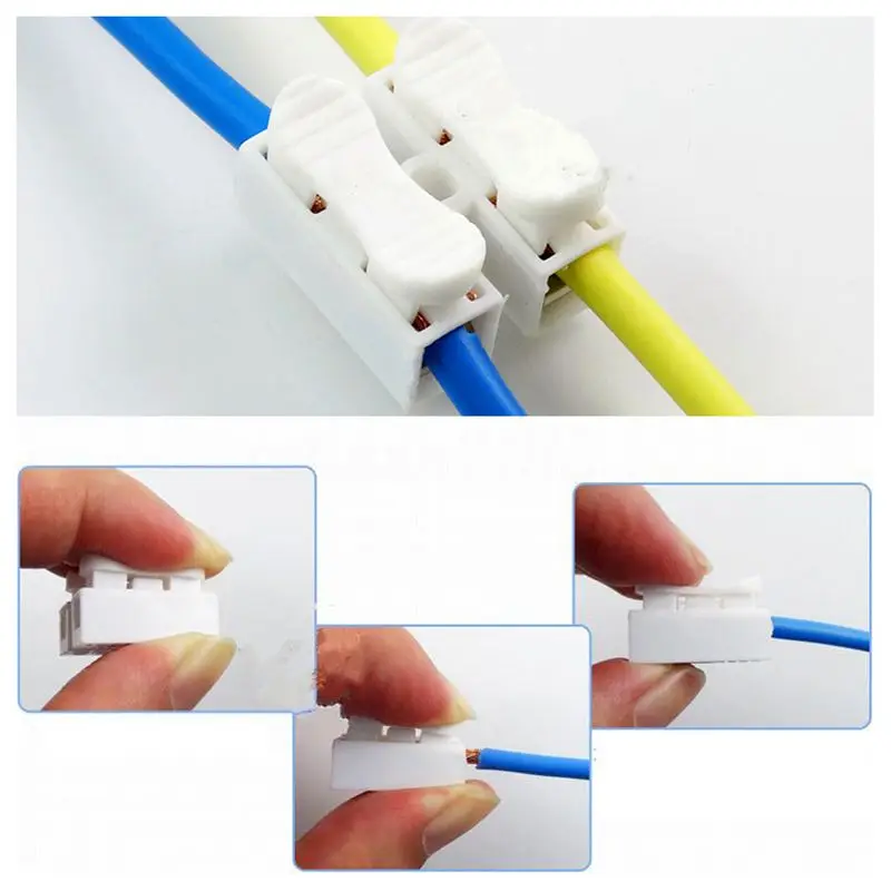 100 шт пластик 2 Pin Push Быстрый кабель проводка разъема терминал 10A 250V