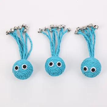 

Pet cat toy blue paper rope small octopus with bell pet supplies,Q220（2 pcs)