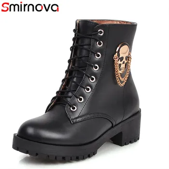 

Smirnova new arrival 2020 autumn riding boots round toe shoes lace up women ankle boots hot sale fashion ladies ankle boots