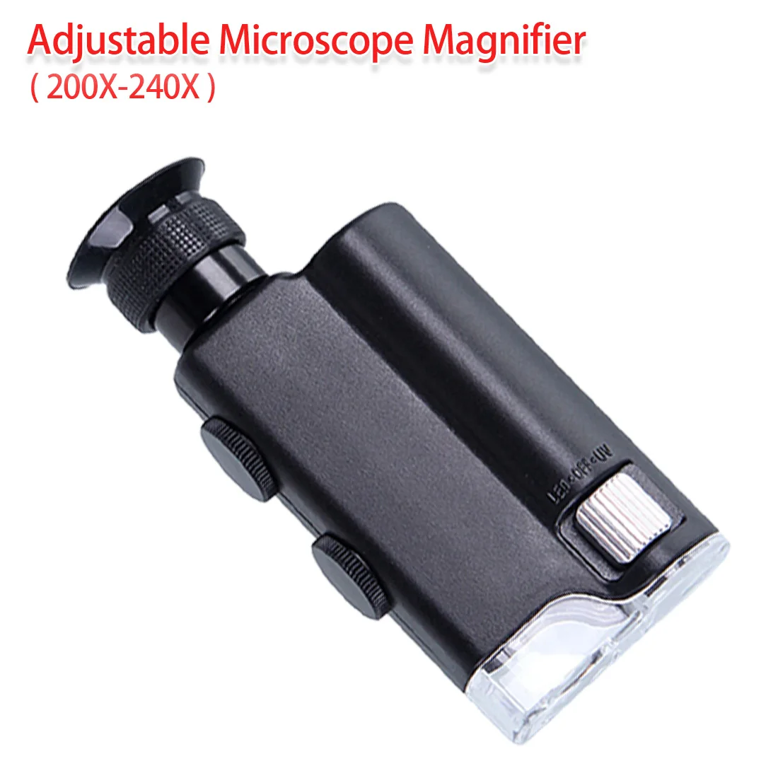 

Pocket Lens Portable Microscope Magnifer Pocket 200X~240X Adjustable Handheld LED Lamp Light Loupe Zoom Magnifying Glass