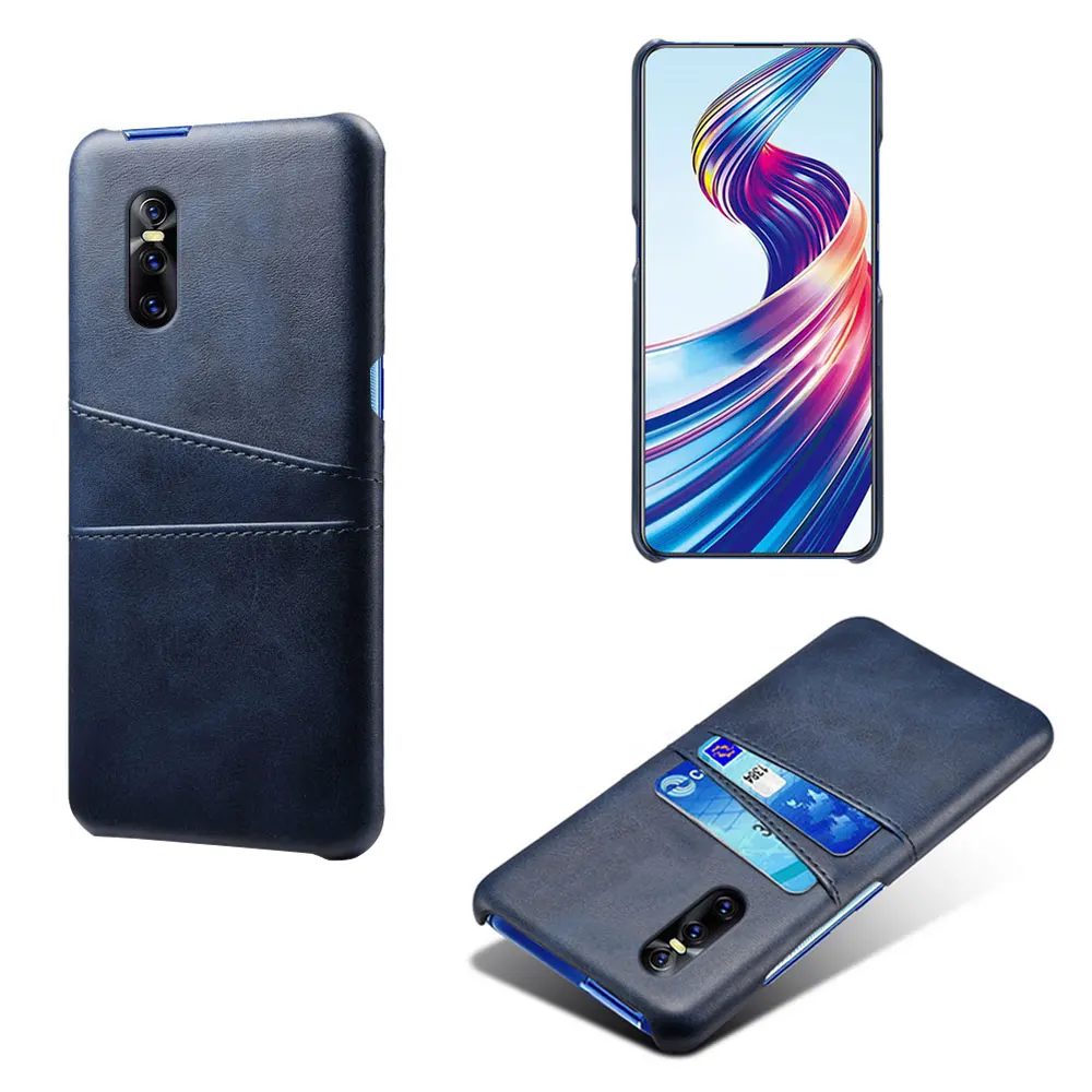 Кожаный держатель для карт, чехлы для телефонов Vivo V15 V17 V11 Pro V11i V9, чехол для телефона Vivo X23 X27 Pro X7 X20 Plus X Play 5 - Цвет: Case-Blue