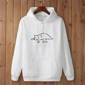 

Lovely Cat Female Hoodies Women Long Sleeve Hoodies Sweatshirt Not Today Print Sweatshirt Autumn Casual Sweatshirt