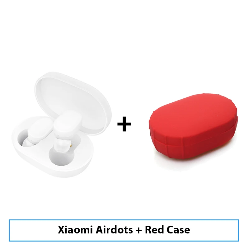 Xiao mi jia Airdots mi TWS Bluetooth наушники Молодежная версия стерео Бас BT 5,0 Eeadphones с mi c Handsfree Наушники управление AI - Цвет: Add Red Case