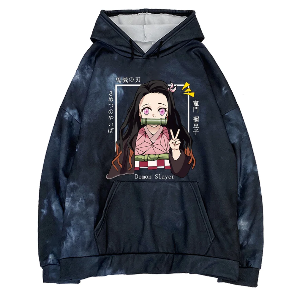 Hot Anime Demon Slayer Hoodies Kimetsu No Yaiba Print Tie Dye Hoodie