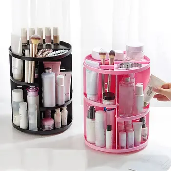

DropShipping 360 Rotary Detachable Desktop Cosmetics Storage Box Black & Pink