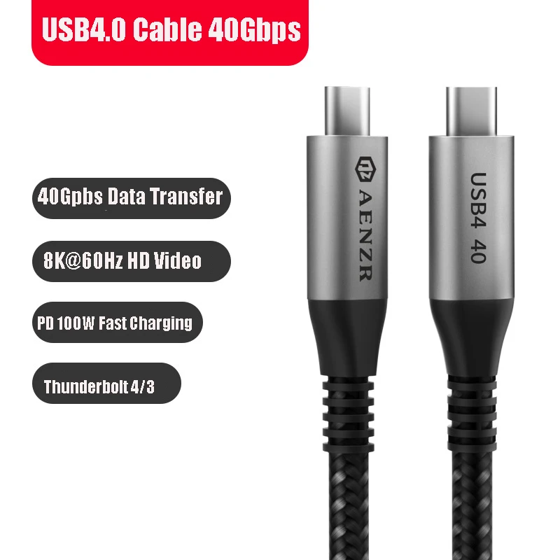 USB4 Ʈ 4 ̺ 100W 8K @ 60Hz USB C-USB C 40Gbps,   PD ̺ ƺ е SSD EGPU Ÿ C ̾