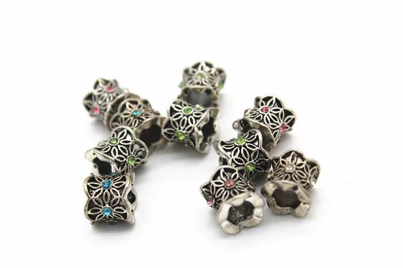 Винтажная Серебряная оплетка для волос Dread Dreadlock Beads Зажимная манжета Алмазная инкрустированная металлическая кольцевая трубка для плетения Волос Аксессуары