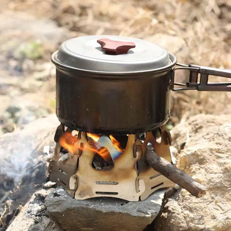 

Outdoor Wood Burning Stove Portable Camping Stove Stainless Steel Six-Sided Stove for Hiking Picnic Barbecue