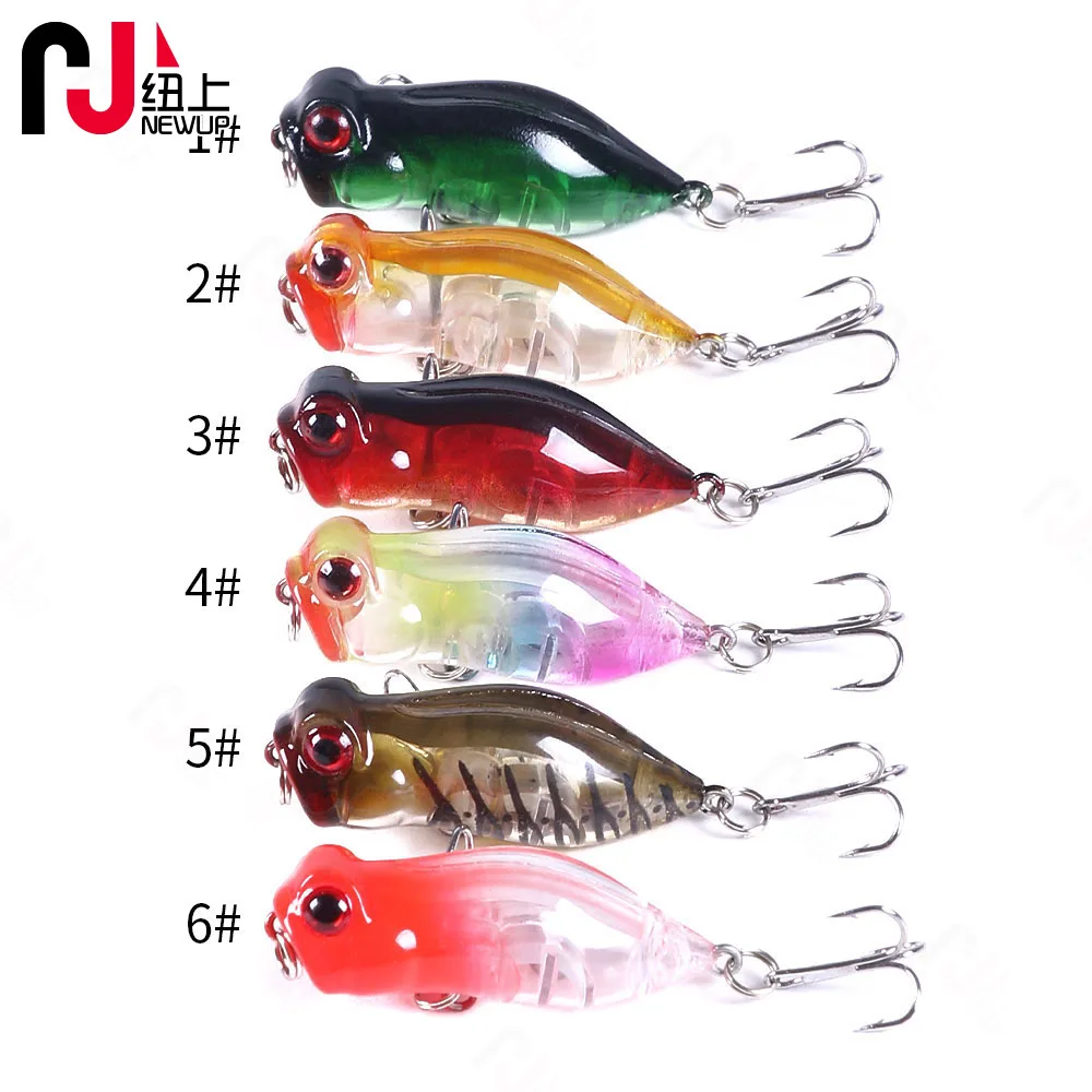 NEW UP 1PCS Mini Popper Fishing lure Model Hard Bait 6 colors 8# Hook  Popper 4cm/4g Baits
