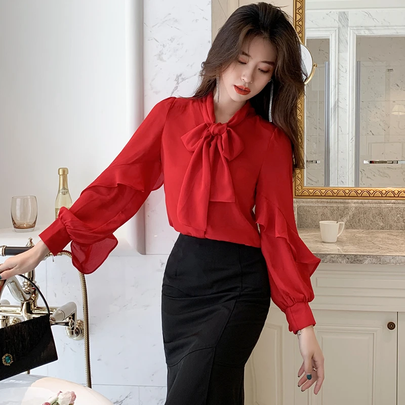 red ruffle shirt