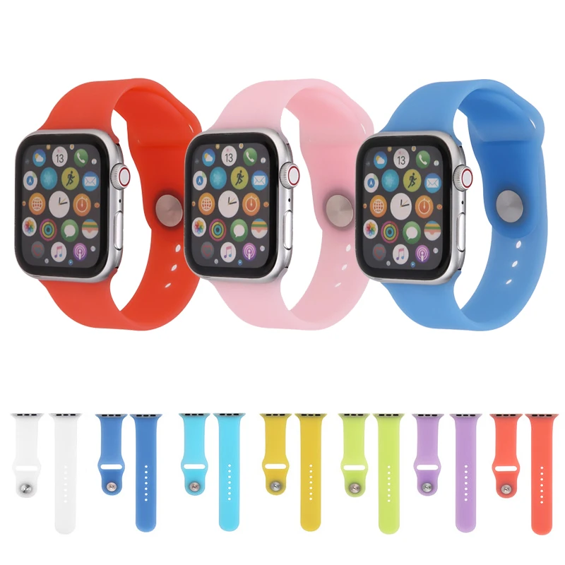 

Soft Silicone Sports Strap for Apple Watch Band 38mm 42mm 44mm 40mm Compatible Candy Bracelet Correa for iWatch Series 5 4 3 2 1