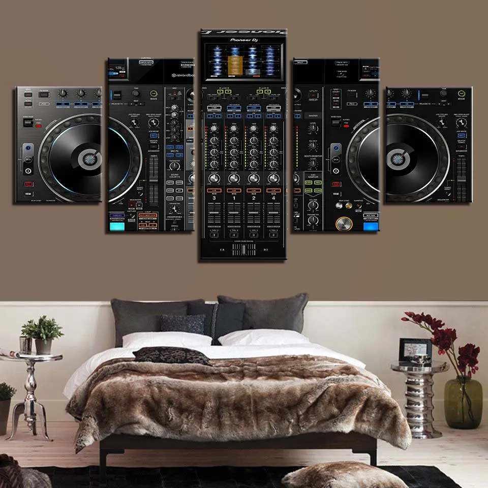 Music Poster Guitar Piano Violin Drum Phonograph DJ 5 Pieces Wall Pictures For Living Room Color Painting Art Home Decor | Дом и сад
