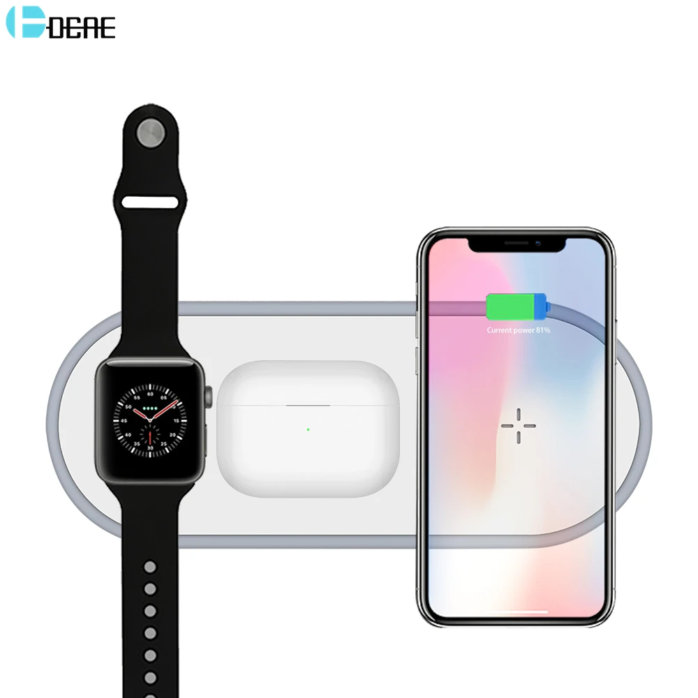 Беспроводное зарядное устройство Qi 3 в 1 док-станция для Apple Watch Series 5 4 2 iPhone 11 Max XS XR X