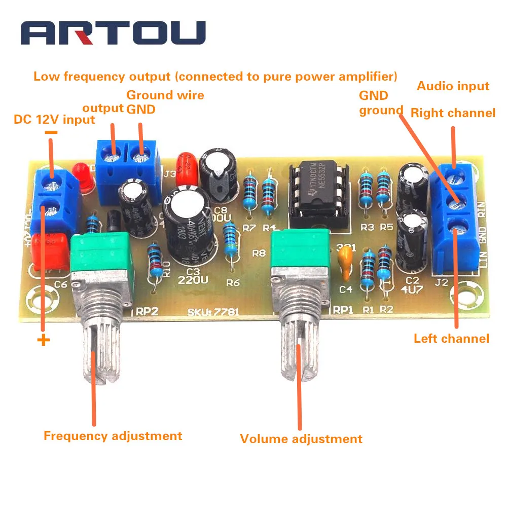 

DC 10-24V Subwoofer Amplifier Preamp Board Subwoofer 22Hz-300Hz Frequency Filter Plate for Diy Kit