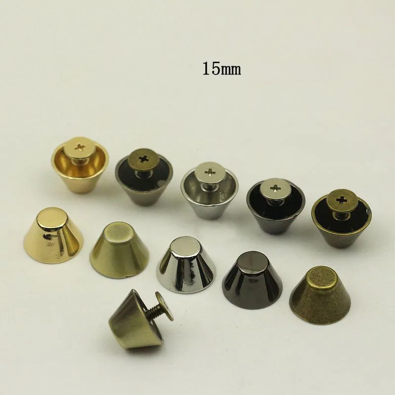 5Pcs 8mm Metal Bucket Rivet 15mm with Screws Copper Flat Feet Button Luggage Handbag Foot Buckle Leather Crafts Accessories bag circle bottoms with holes and gold rivets screws leather bottom for handbag shoulder bag handmade diy accessories 19 19cm