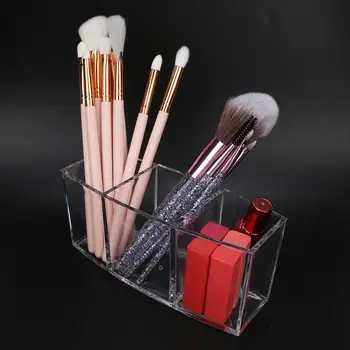 

Desktop Makeup Brush Box Acrylic Rectangle Shape Makeup Brush Holder Organizer Storage Box Make up Tool