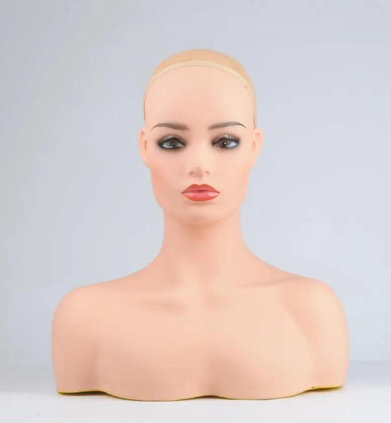 Harmony Hair большой бюст женский макияж манекен голова для демонстрации париков - Цвет: Light color