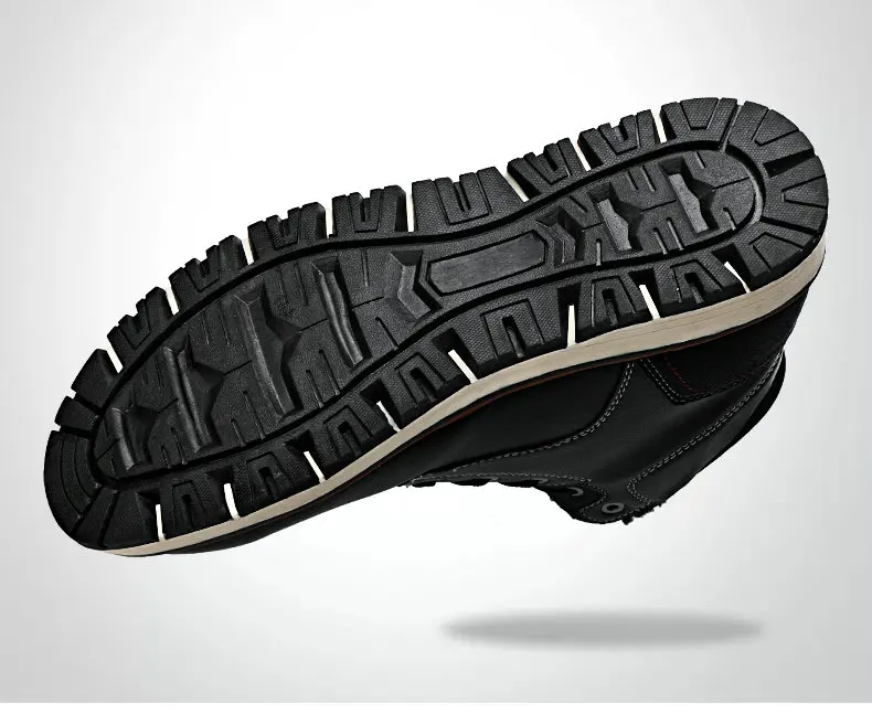 Mens Boots Winter With Fur Warm Ankle Snow Boots for Men Genuine leather Shoes Male Footwear Fashion Rubber Walker Peak
