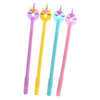 

1 Pcs Cartoon 0.5mm Candy Color Unicorn Donut Gel Pens Black Ink Signature Pen For Girl Kids Gift Office School Stationery