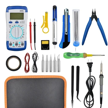 

Soldering Iron Kit Adjustable Temperature 110V 60W Soldering Tool Ceramic Heater Soldering Iron Head Desoldering Pump US Plug
