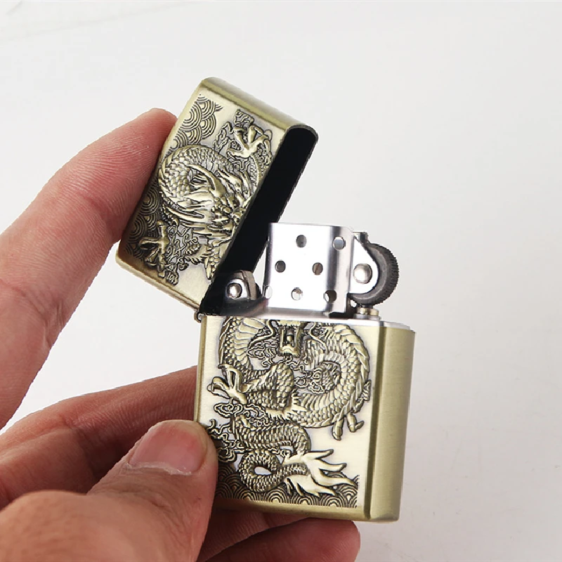 Флинт керосиновая Зажигалка облегченная бронзовая зажигалка с драконом