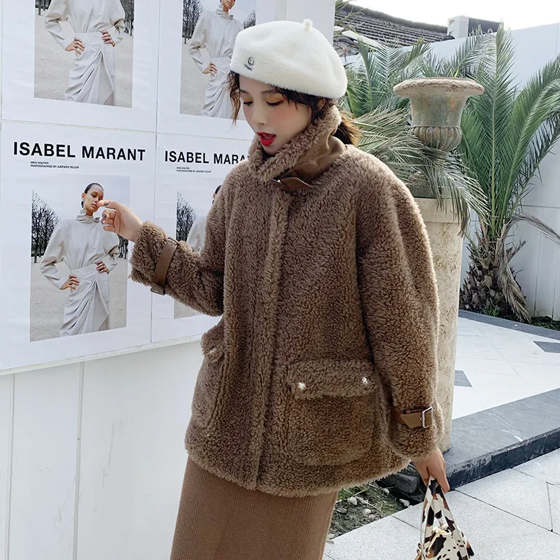 

2019 New Style Korean-style ke li rong Lambs Wool Thick down Jacket Cotton-padded Clothes Women's Short Fashion Casual Coat