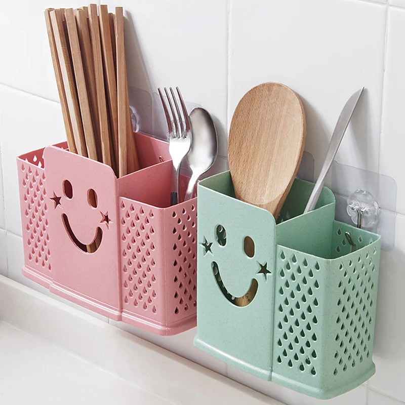 

Baffect Knife Fork Spoon Organizer Holder Wall Storage Shelf Plasitc Drain Rack 2 Grids/3 Grids Kitchen Organiser Storage Rack