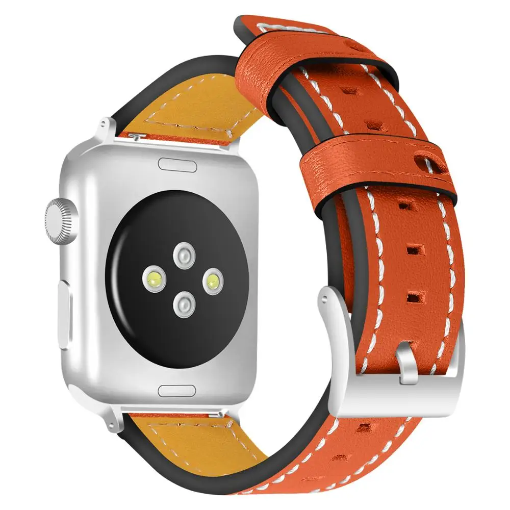 Joyozy высокое качество Бизнес ремешок для наручных часов для apple Watch Series 5/4/3/2/1 классический кожаный чехол для apple watch 38mm 40 мм 42 44 мм - Цвет ремешка: style 2 orange