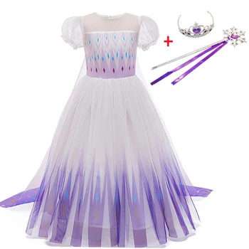 

3 colors new Elsa princess dress Girls clothes summer children's clothing snowflake print mesh sleeveless lace dress