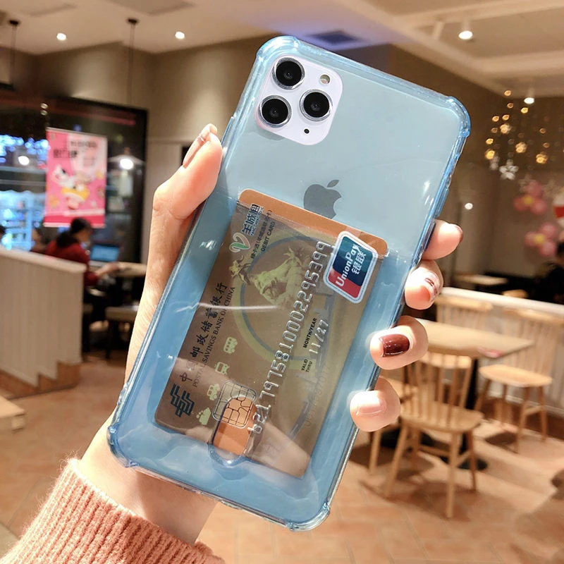SUYACS Clear Card Holder Phone Case For iPhone 11 Pro Max XS MAX XR 6 6S X 7 8 Plus Soft TPU Solid Color Credit Slot Back Cover SUYACS Clear Card Holder Phone Case For iPhone 11 Pro Max XS MAX XR 6 6S X 7 8 Plus Soft TPU Solid Color Credit Slot Back Cover
