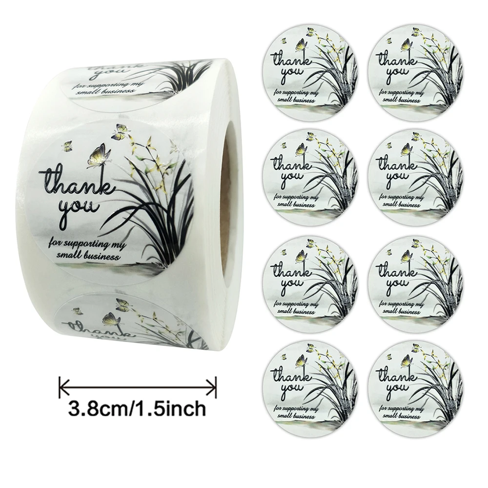 

500Pcs/roll Phalaenopsis Thank You Sticker 3.8CM Sealing Label Gold Foil Gift Packaging Decoration Journal Stationery Stickers