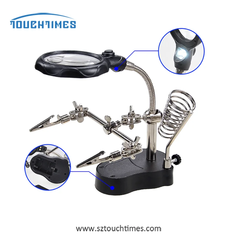 1PCS 3.5x 12x MG16129-C LED Clamp Soldering Iron Stand Helping Hands Magnifying Glass Magnifier (1)