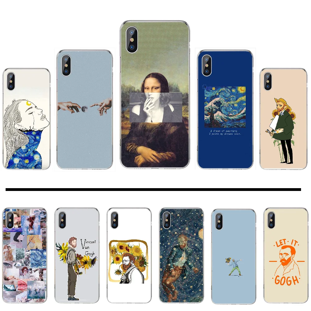 Mona Lisa Van Gogh милый чехол для телефона высокого качества iphone 4 4s 5 5s 5c se 6 6s 7 8 plus x xs xr 11