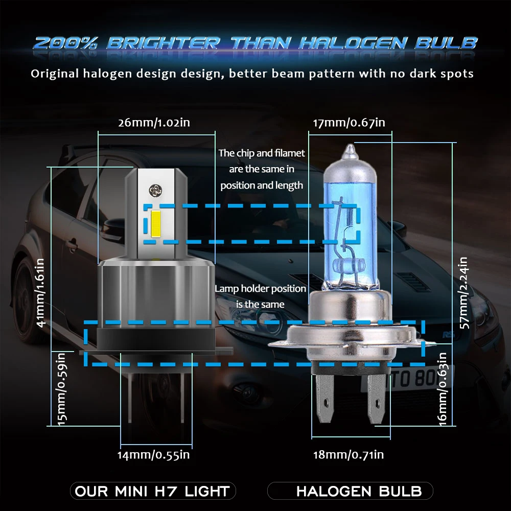 2 шт. Автомобильные светодиодные лампы 72 Вт H7 12 в 24 В 360 лм|Передние LED-фары для авто|