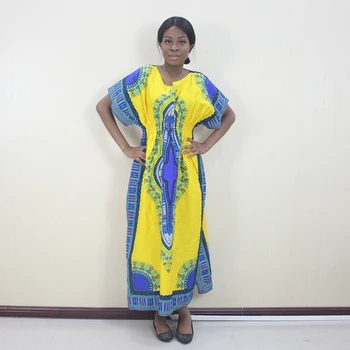 

2019 New Arrivals Traditional Print Autumn Multicolor Dashiki Ethnic Style Elastic Wast African Women's Dress