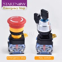 Interruptor de parada de emergencia con tapa roja tipo Seta, interruptor de botón DPST N/C de 440V AC15 10A DC13 para máquina de corte láser