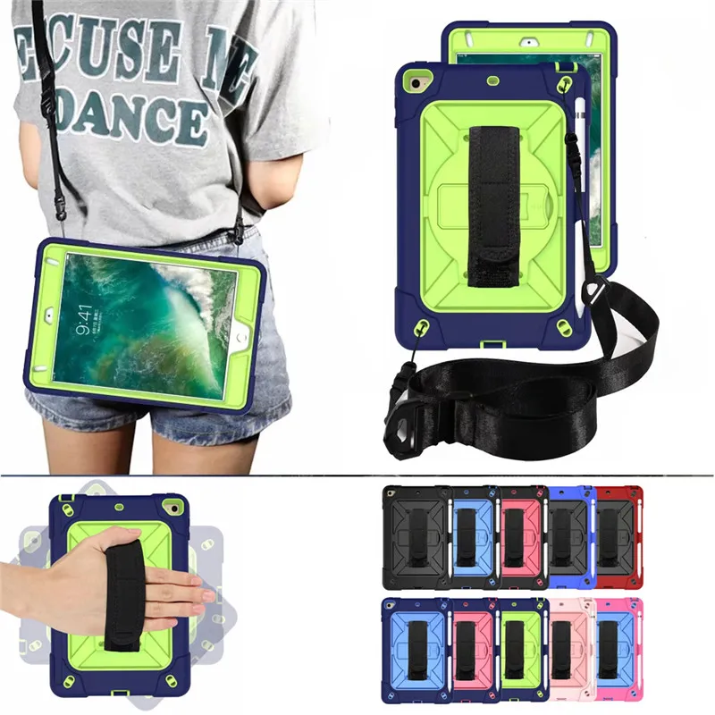

Hard Robot Newest ZSC Tablet PC Case for iPad Mini Mini4 Mini5 Case with Shoulder Hand Strap Pen Holder Shock Proof