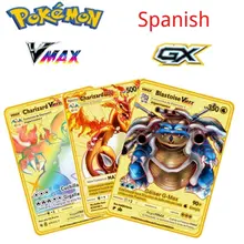 

Pokemon Spanish metal card spray fire dragon gold Vmax card collect gifts children's game card collect children's gifts