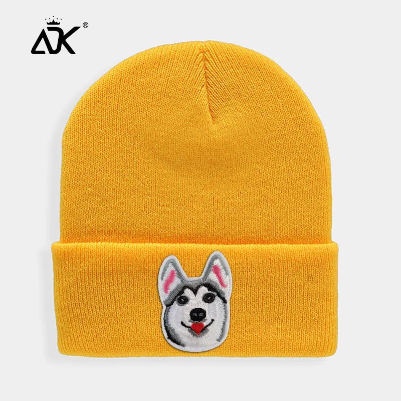 Huskies шапки модные нашивки милая шапочка для унисекс зимняя эластичная без полей
