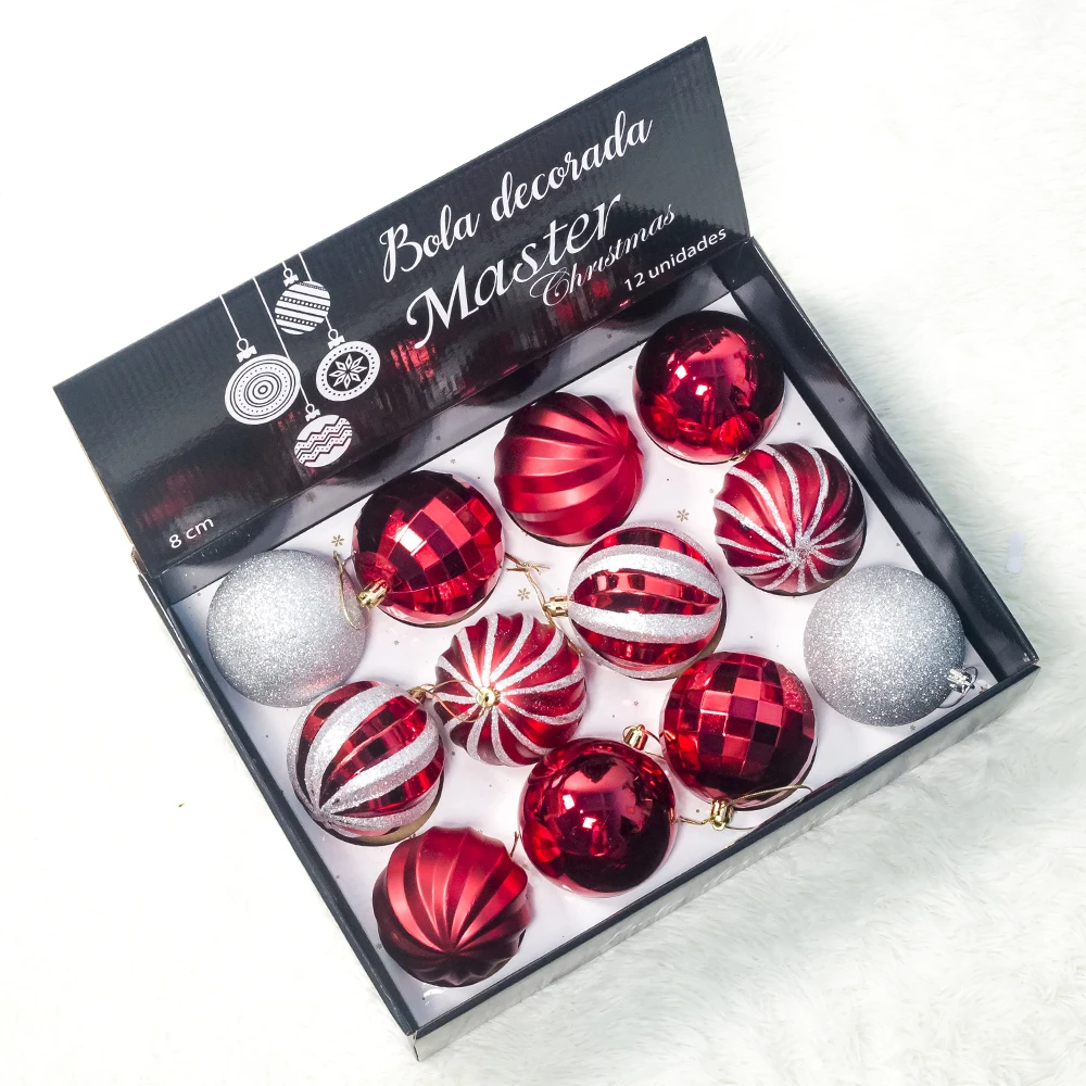 12pcs/box Christmas Tree Decor Ball New Baubles Xmas Party Hanging Ball Ornament Fashion Hang Decoration Christmas Tree Pendant