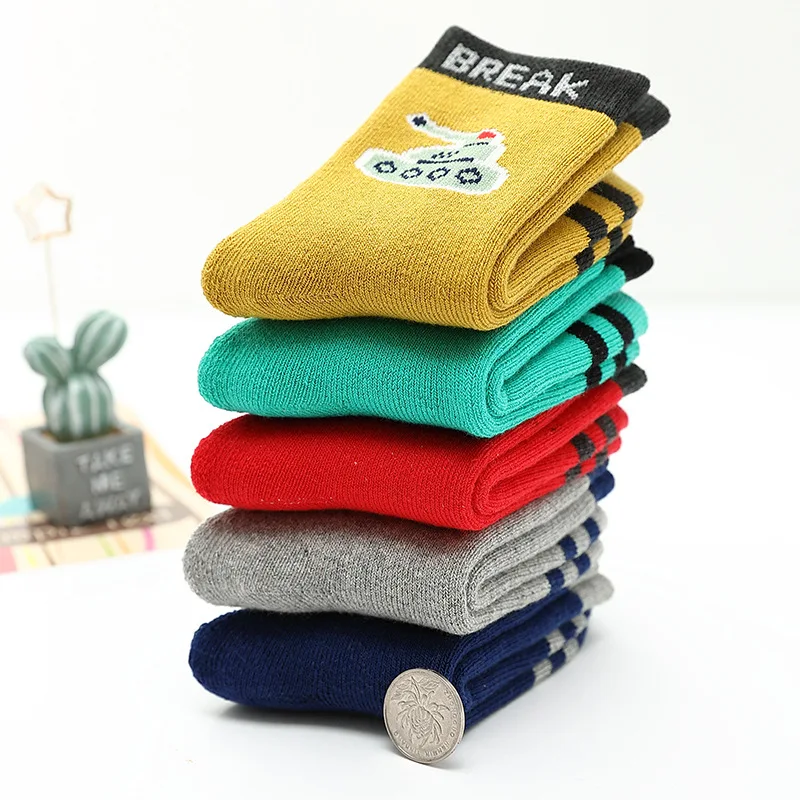 5 Pairs/Lot New Winter Boys Socks Plus Velvet Thick Cotton Children Socks 3-15 Year Kids Socks For Boys